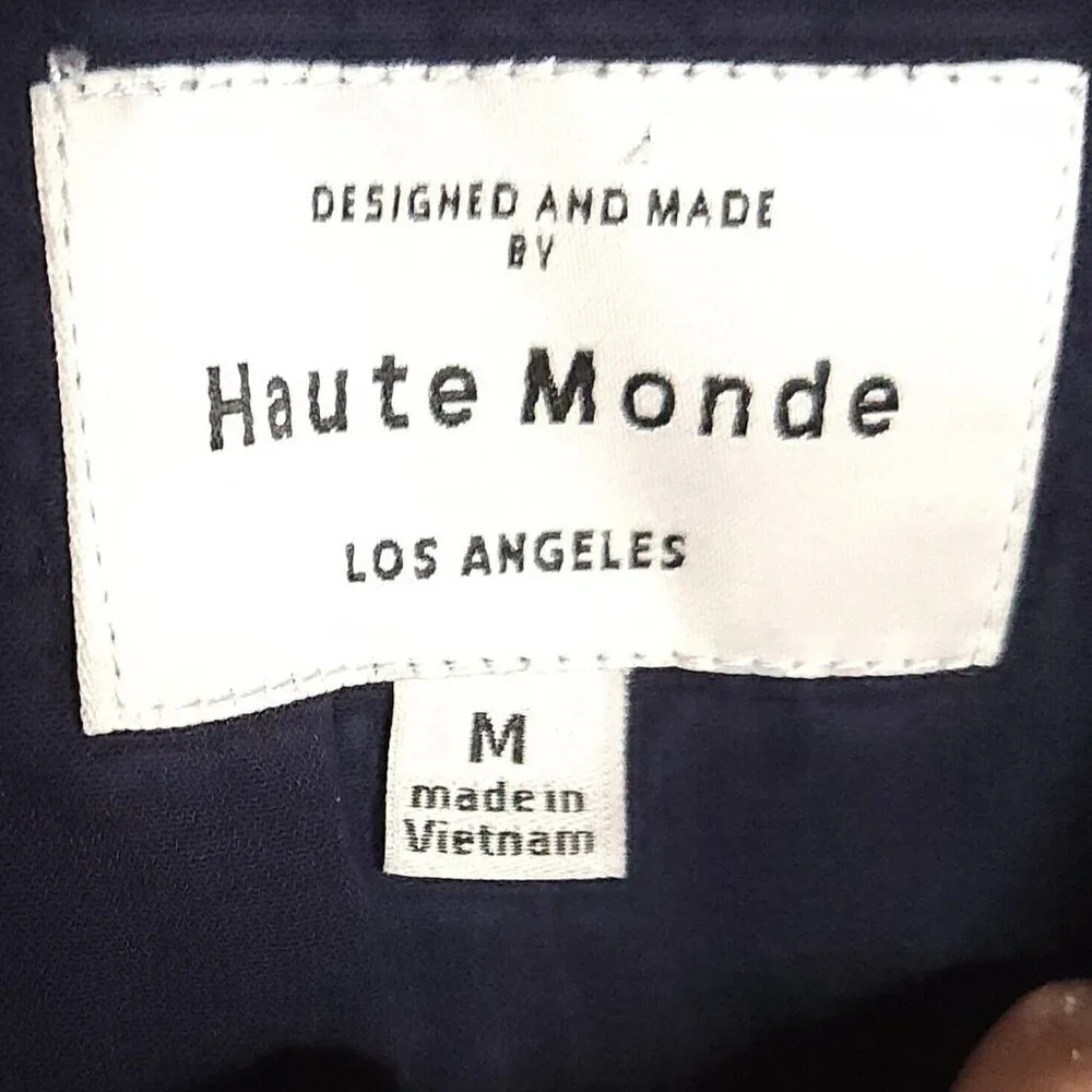 Haute Monde Womens Silky Navy Blue Bomber Jacket Medium
